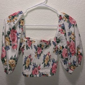 FLORAL MID-CROP TOP